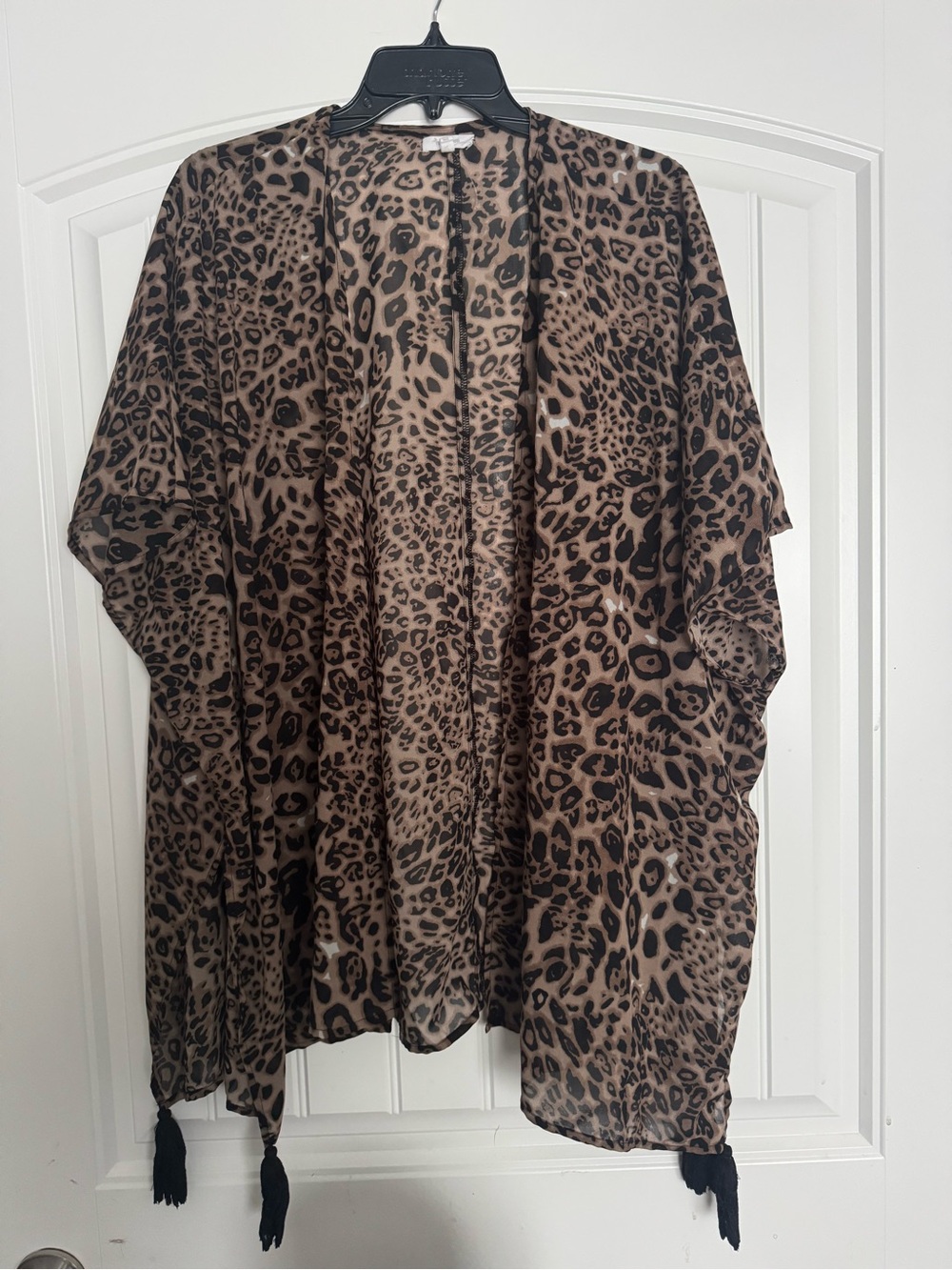 Maurices Leopard-Print Open-Front Kimono in Brown and Black